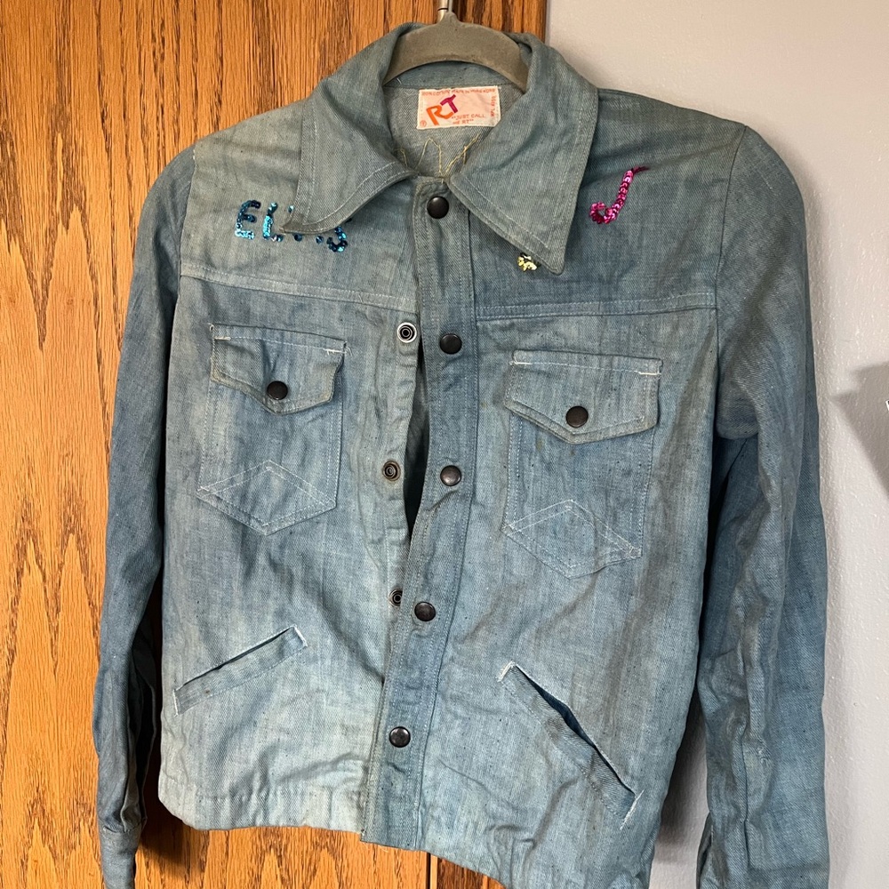 Vintage style Embellished Blue Denim Jacket